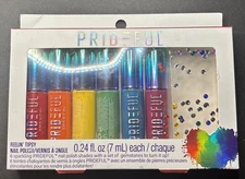 Prideful High-Shine Nail Polish Collection, 6 Shimmering Colors with Gemstones
