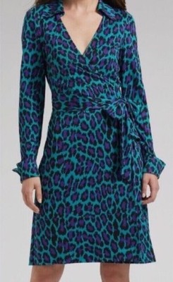 Diane von Furstenberg DVF JEANNE Vintage Spotted Cat Silk Wrap Dress 2