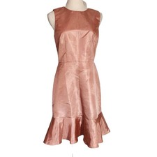 J.Crew Rita Pink Ruffle Hem Sleeveless Sheath Dress Black Bow Women's Size 4