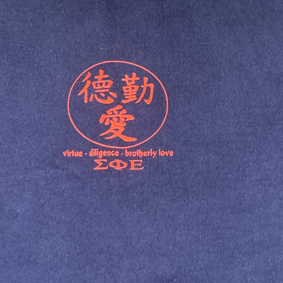 VTG Grand Valley State T Shirt Mens L Blue EOE Sigma Phi Frat Greek College Y2K - Image 3 of 4