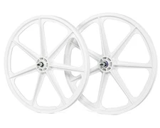 Skyway BMX 24" Tuff Wheels 7 Spoke White Retro NEW Wheelset  3/8 axles inch