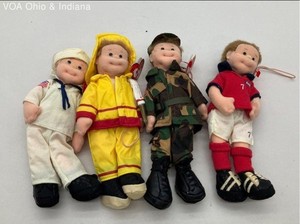 Ty Teanie Beanie Boppers Plush Doll Lot 4 Pieces Sailor Fireman Soldier Soccer