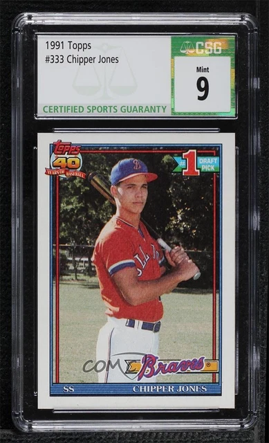 1991 Topps Chipper Jones #333 CSG 9 Mint Rookie RC HOF