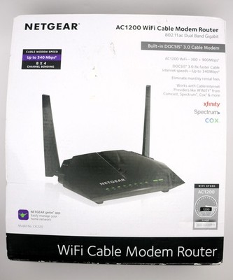 NETGEAR C6220 AC1200 WiFi Cable Modem Router   DOCSIS 3.0   8x4   w/ Box & Accs