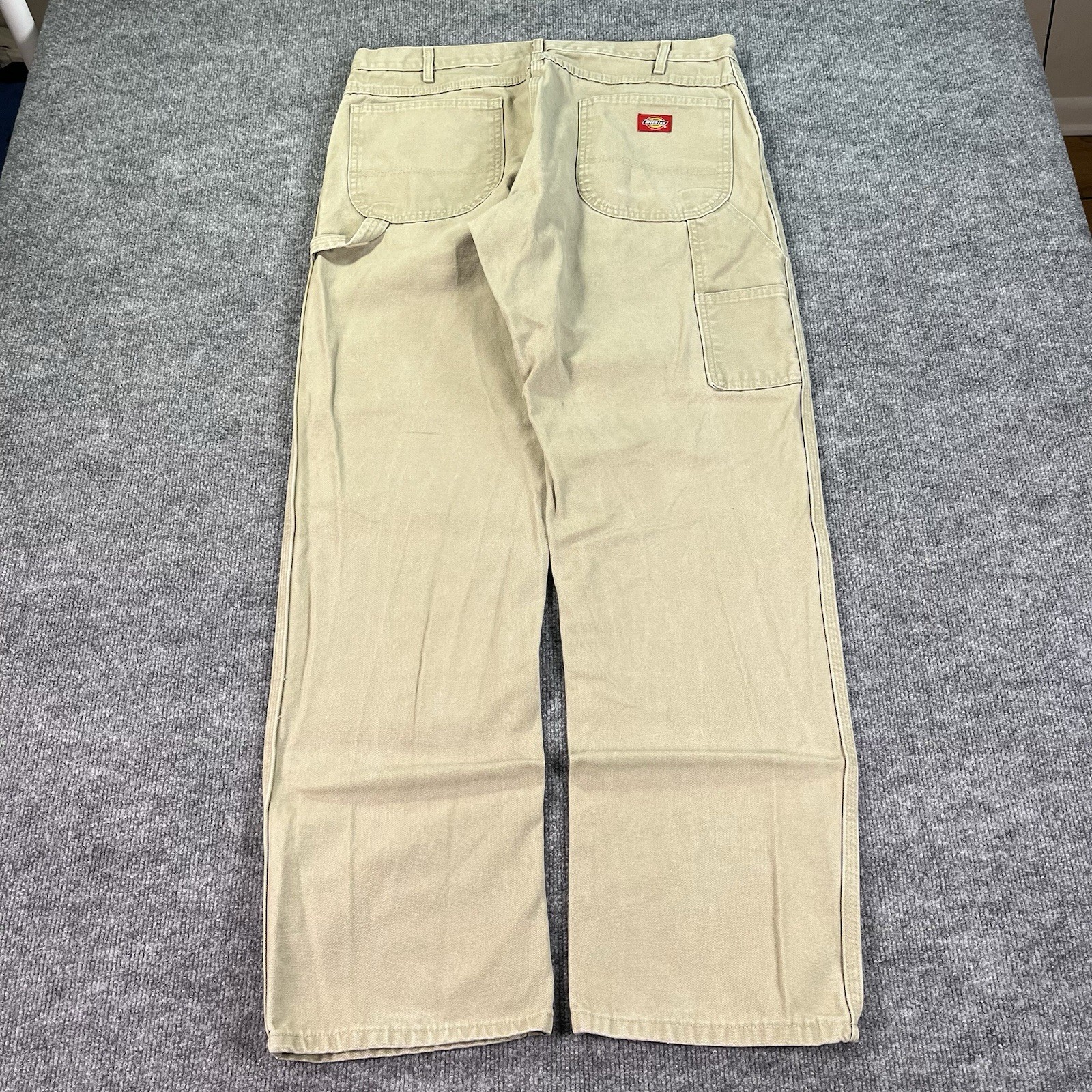 Dickies Mens 36x34 Beige Tan Canvas Carpenter Work Pants Straight Leg