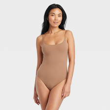 Auden Women's 4-Way Luxe Stretch Fully Lined Bodysuit - Small - S35 - Brown