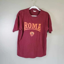 Vintage Roma Futbol Soccer T Shirt Team Logo Size Large Red L