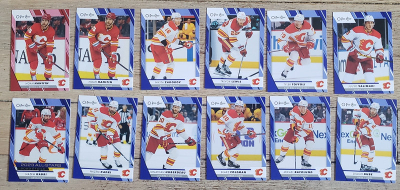 2023-24 OPC Hockey Calgary Flames Blue/Red Border Parallel 12 card Lot-Kadri