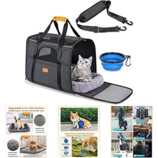 Cat Carrier Soft Medium Large Cats Up To 20lbs Dual-Sided Cushion Secure