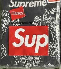 Supreme Hanes Black Bandana Boxers 2 Pack Size M Briefs Brand New Authentic 100