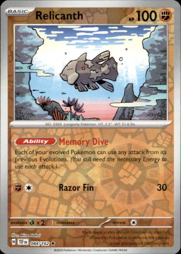 Pokemon Relicanth 84/162 Temporal Forces Reverse Holo 2 Card Lot