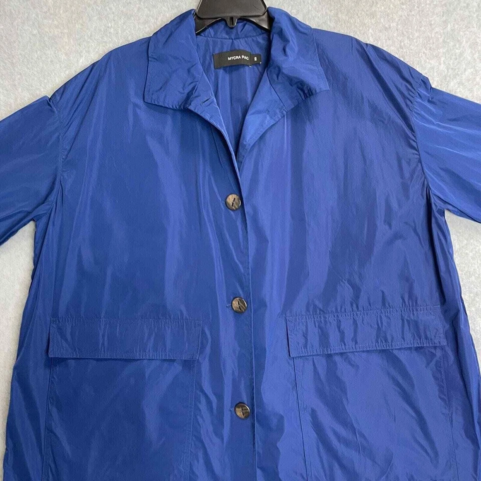 Chaqueta de Lluvia Mycra Pac Big Easy Para Mujer XS Azul De Gran Tamaño Botón Frontal Embalable Foto 4 de 4