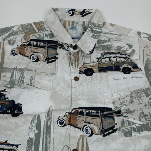 AFTCO Button Up Fishing Shirt Malibu Beach Santa Monica California Cars Men's XL - Picture 3 of 7