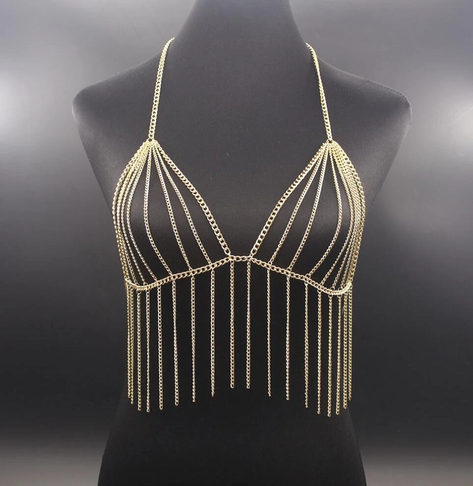 VETEMENTS Reggiseno catena corpo donna sexy bikini petto gioielli collana imbracatura accessori vestiti