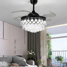 42" Diamond Crystal Invisible Ceiling Fan Light with Remote Control