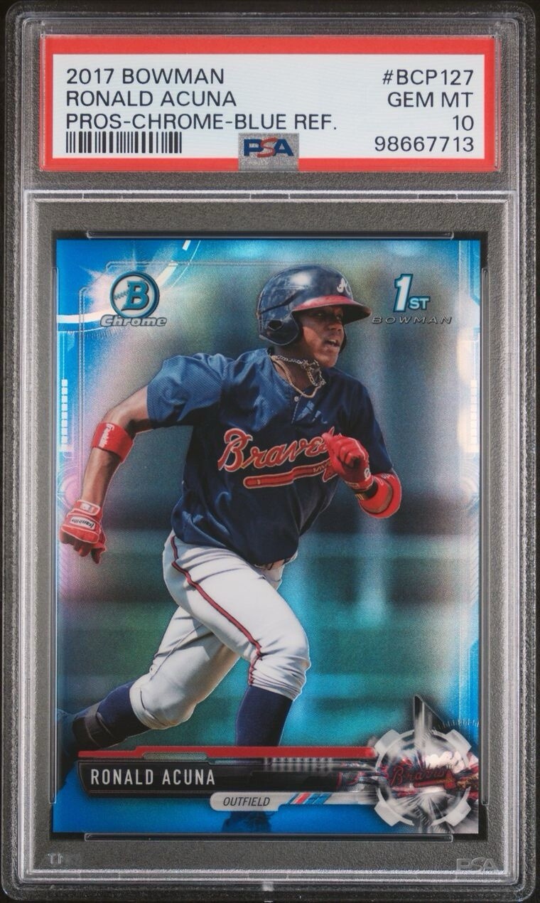 2017 Ronald Acuna Jr Bowman Chrome True Blue Refractor #/150 PSA 10 GEM 1st #127