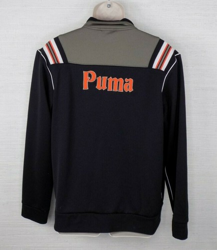 Puma Track Jacket Warm Up Full Zip Tg Large Nero Arancione Righe Logo Ricamato - Foto 4 di 5