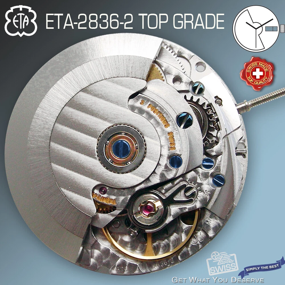 MOVEMENT AUTOMATIC ETA 2836 TOP GRADE GLUCYDUR BLUE SCREWS COMPAT. SW 220