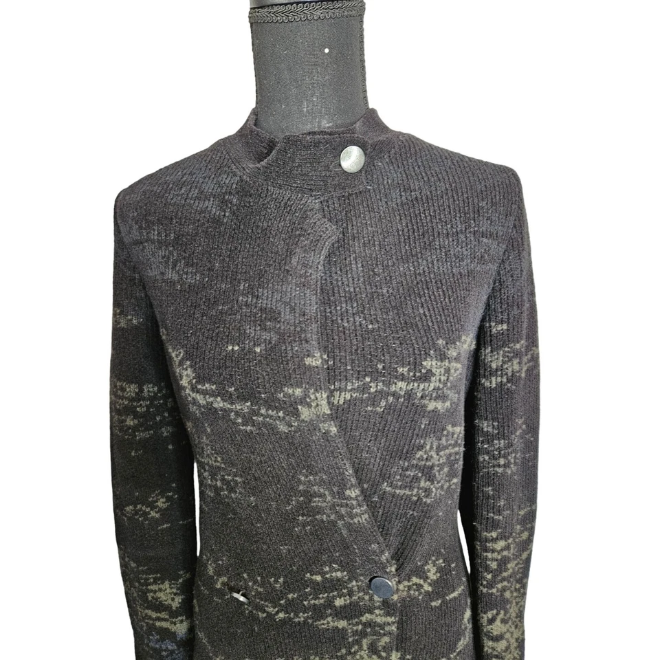 Cardigã/casaco feminino Rachel Roy preto mistura de lã malha suéter longo tamanho médio - Imagem 4 de 4