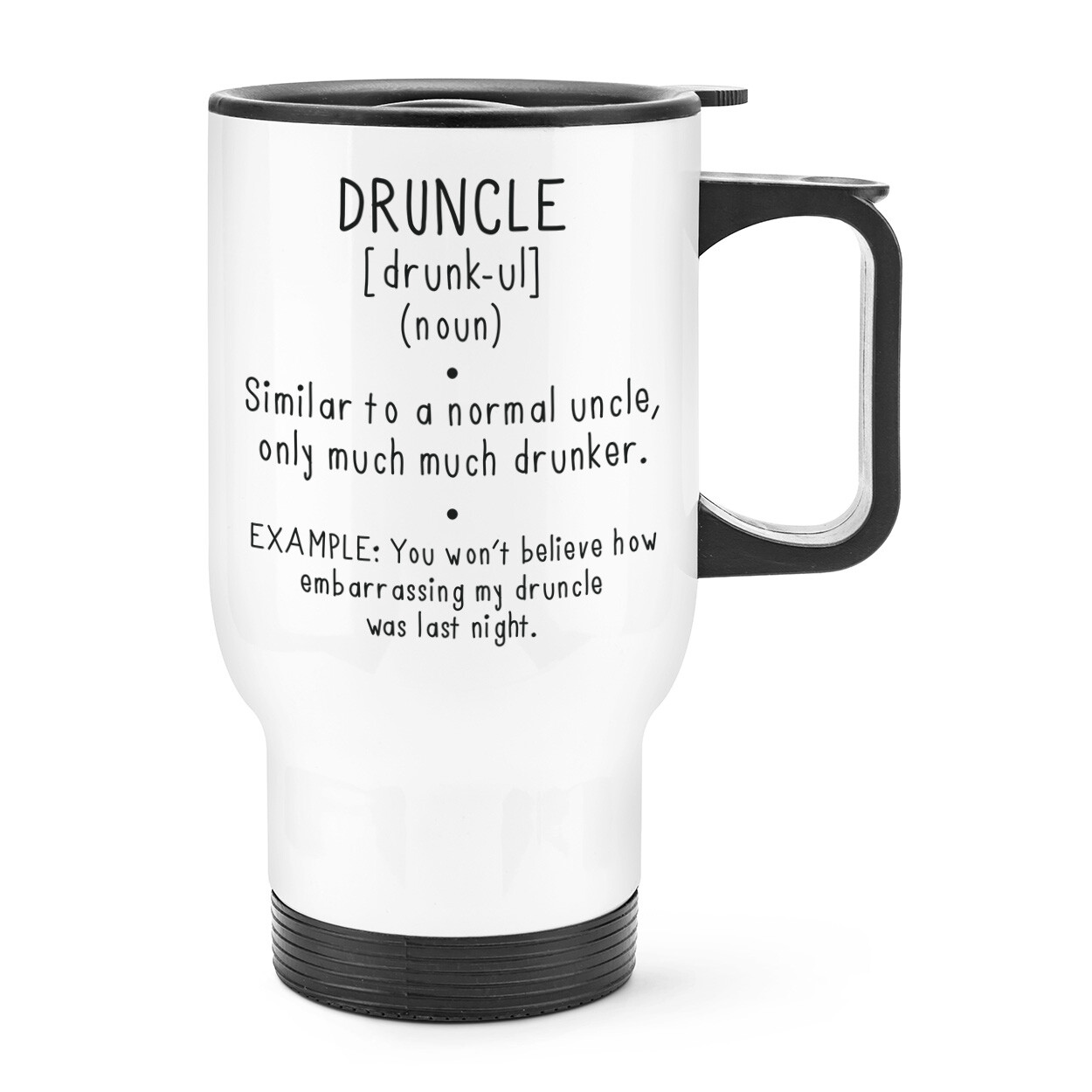 Druncle Drunk Uncle Definition Travel Mug Cup With Handle Gin Whisky Beer Funny