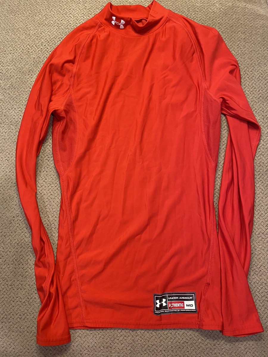 Mens Under Armour Shiny Red Long Sleeve Spandex Compression Shirt