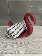 VTG Swan Ceramic Towel Holder, bathroom decor, maroon color, Cottagecore