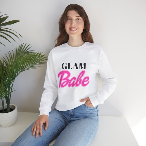 GLAM BABE WINTER COZY PINK WHITE SWEATSHIRT GIFT HER WIFE GIRLFRIEND BARBIE SEXY - Picture 5 of 9