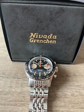 Nivada Grenchen Bianco Arancione Ragazzo Cronografo Manuale Perline di Riso 86012WM04LC