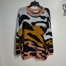 A Beautiful Soul Sz B (2X 18/20) Multicolored Zebra Print Fuzzy Sweater SOFT!