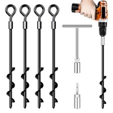 Ground Anchors Screw in Heavy Duty Tent Stakes Trampoline Anchors 4Pack Groun...