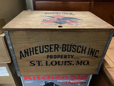 Anheuser Busch Budweiser Wooden Beer Crate Checkerboard Lid Wood