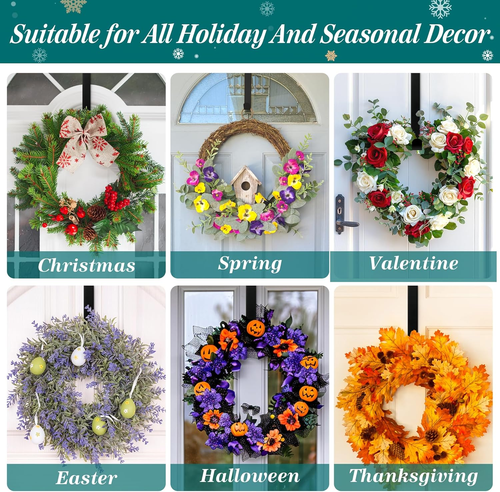 12" Christmas Wreath Door Metal Hanger Holiday Decoration Xmas Black - Picture 4 of 12