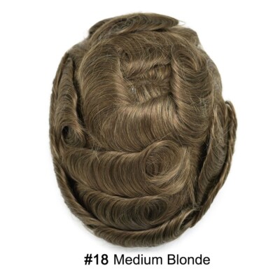 Lace Front Men Toupee Hair Replacement System Mono Poly Skin Human Hair Piece US