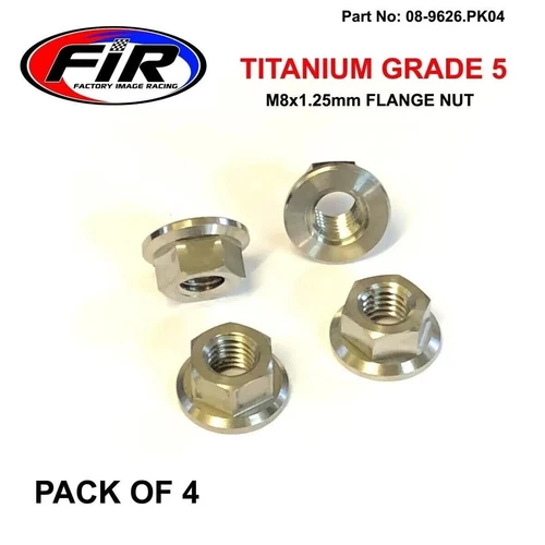 TITANIUM M8X1.25mm FLANGE NUT, TITANIUM GRADE 5 / PACK OF 4 motorbike mx moto