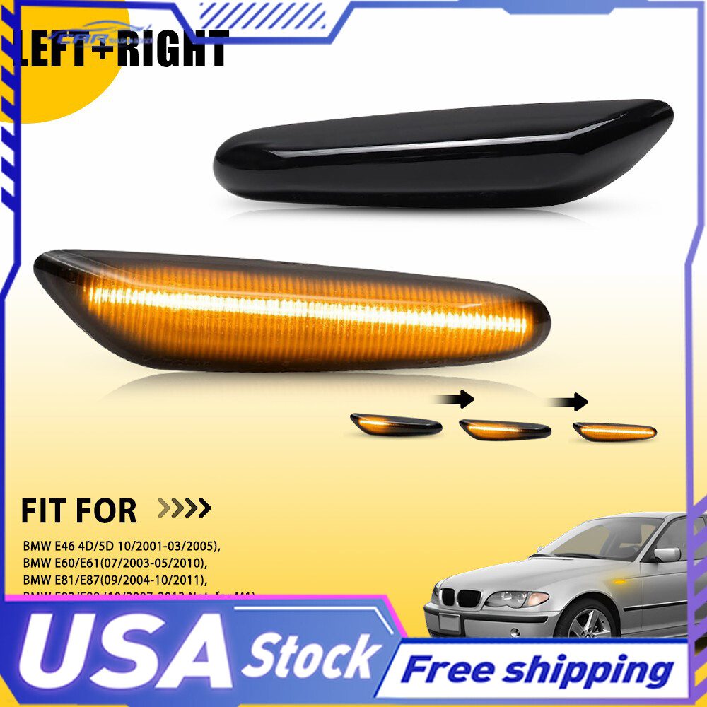 BMW E60 E61 E82 E83 E88 Smoked Amber LED Sequential Side Marker Lights