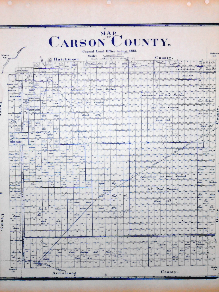 Old Carson County Texas General Land Office Owner Map Panhandle