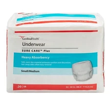 Cardinal Health Underwear Sure Care Plus Small/Medium 34" - 46" PK of 20