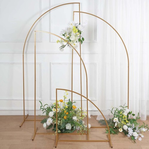 4 Gold Half Moon Shape Metal Floral Display Frame Backdrop Stand Set Wedding - Picture 5 of 9