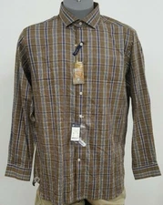 Daniel Cremieux Cambridge Brown Plaid Button Up L/S Men's Shirt XL NWT $79.50