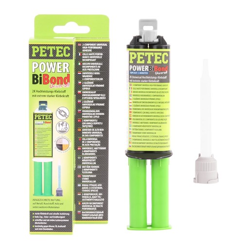 2x PETEC POWER BIBOND 2K HOCHLEISTUNGS KLEBSTOFF 24 ml extrem starker KLEBEKRAFT - Bild 2 von 5