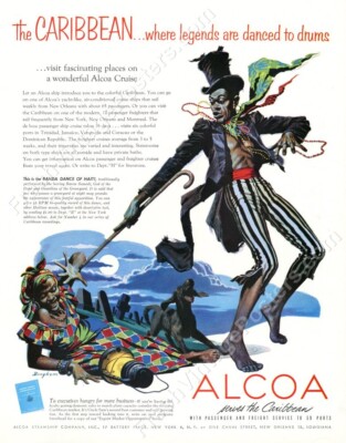 1950s Baron Samedi Voodoo Haiti graveyard art Alcoa travel ad NEW poster 18x24