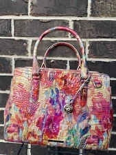 NWT $385 Brahmin Small Finley Paradise Happy Hour Melbourne Leather Satchel