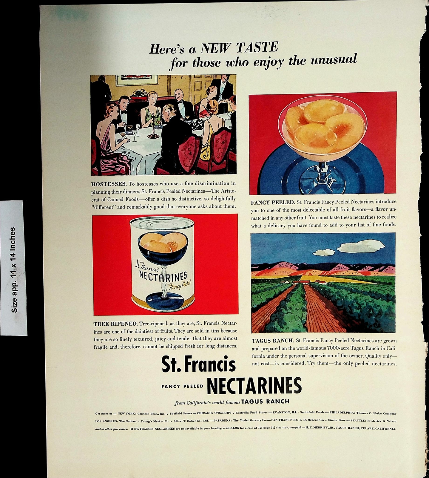 1937 St Francis Fancy Nectarinas Peladas Vintage Estampado Anuncio 5037