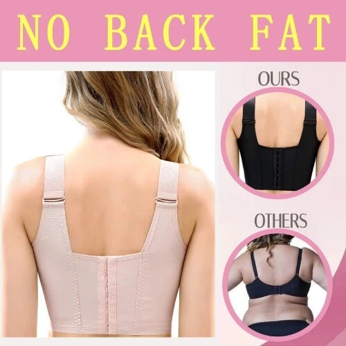 Sutiã Hide Back Fat Push Up Fivela de Linha Acolchoado Sem Fio Plus Size Banda Sutiã Copo Profundo - Imagem 4 de 4