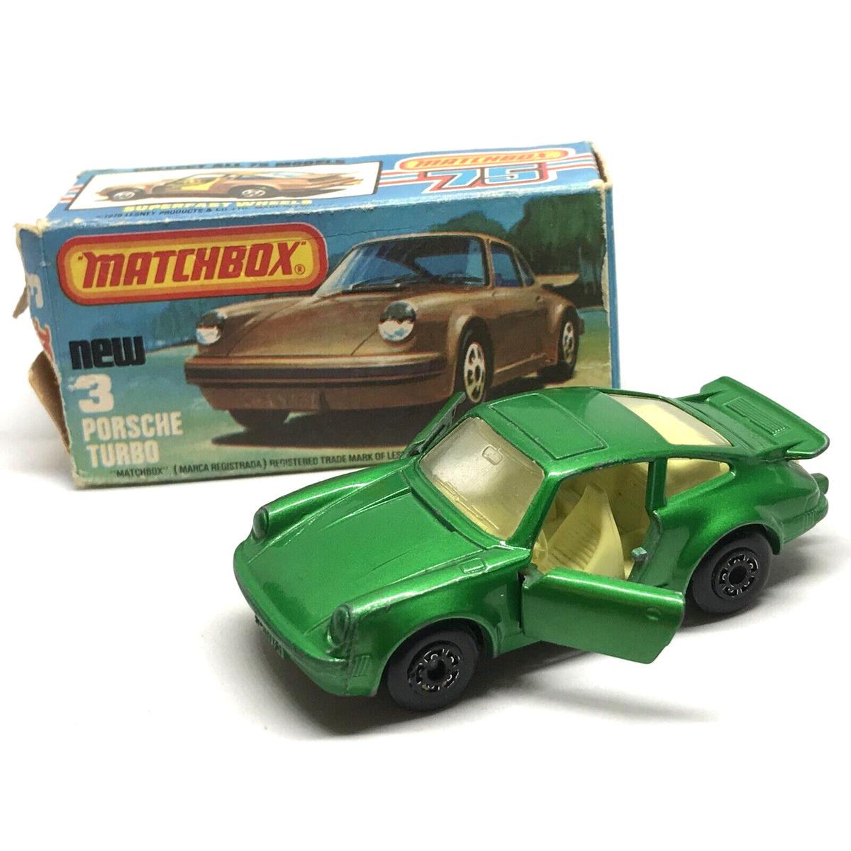Lesney Matchbox Superfast No. 3 Porsche Turbo 1978 Green - Made In