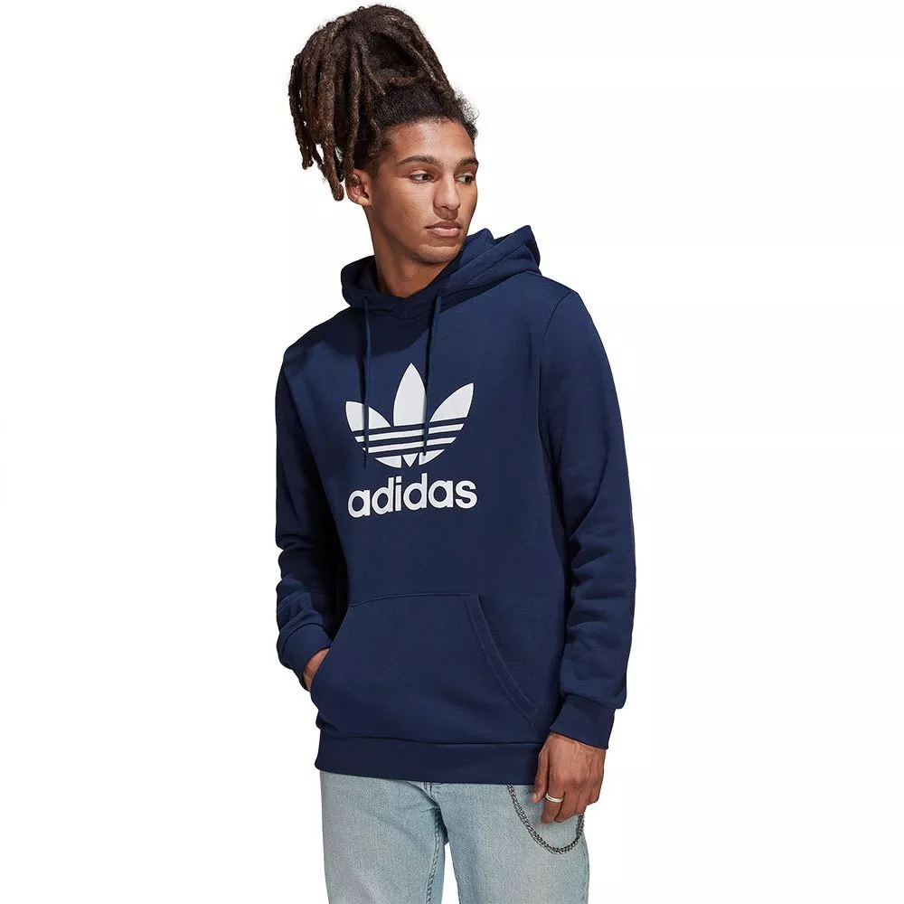 Adidas Hoodie Trefoil Sweatshirt Pullover Fleece Lotus Originals Navy S L Men s
