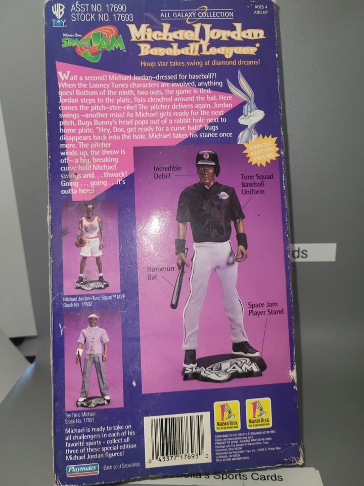 Figura de acción Michael Jordan Space Jam jugador de la liga de béisbol 1996 la caja es áspera  Foto 3 de 3