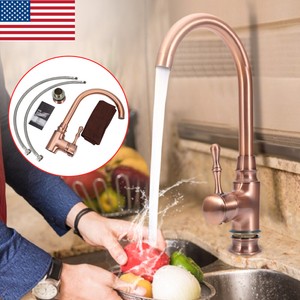 Retro Kitchen Sink Cold Hot Water Mixer Tap Brass Single Handle
