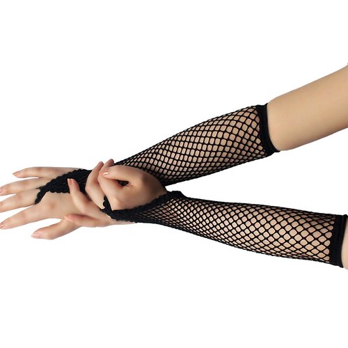 Womens Gloves Sexy Floral Fingerless Gloves Long Lace/Fishnet Arm Elbow Gloves - Picture 10 of 21