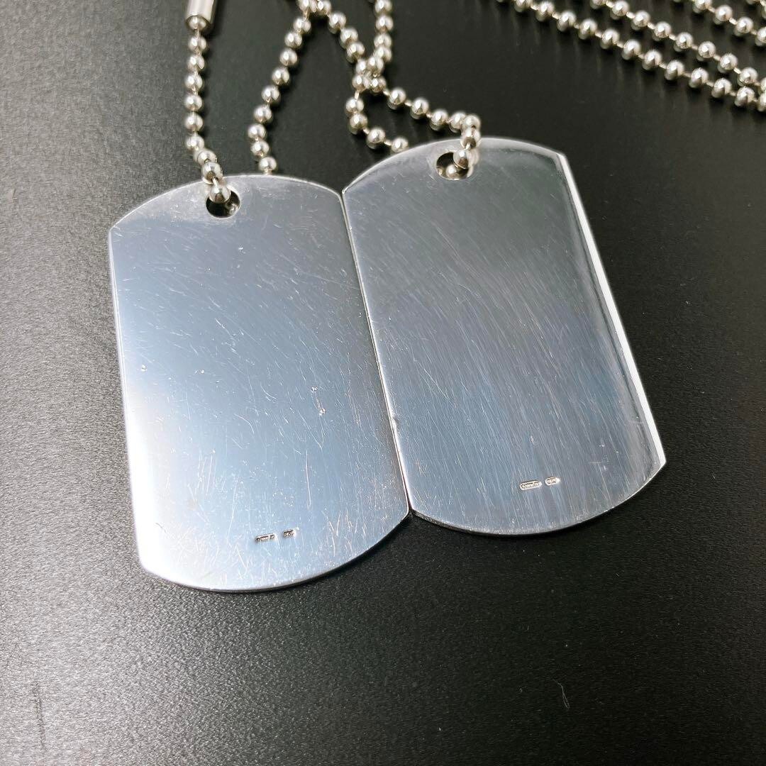 Excellent GUCCI Sterling Silver Dog Tag Pendant Necklace No Excellent GUCCI Sterling Silver Dog Tag Pendant Necklace No